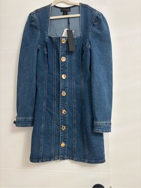House of Harlow 1960 Blue Denim Button-Front Jacket Dress